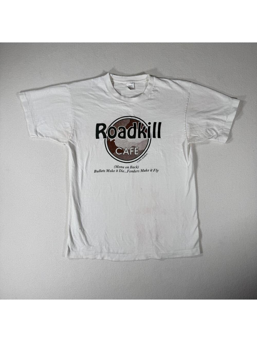 Vintage 90s Road kill Cafe Hunting Parody Single Stitch Tee